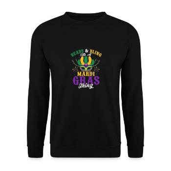 Beads & Bling It's A Mardi Gras Thing Party Carniv - Unisex Pullover - Schwarz - Vorne - Alina (178cm) & Michal (187cm)