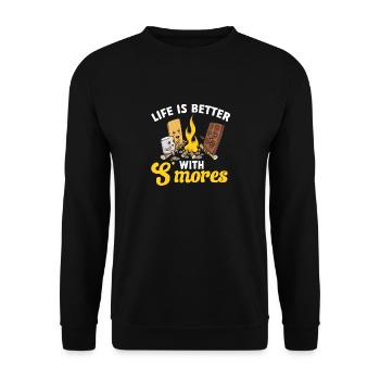 S'more Lagerfeuer Marshmallow Camping - Unisex Pullover - Schwarz - Vorne - Alina (178cm) & Michal (187cm)