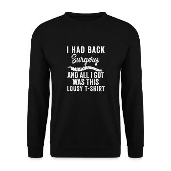Back Post Surgery Recovery Men Women Discectomy - Unisex Sweatshirt - black - Front - Alina (178cm) & Michal (187cm)