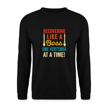 Back Post Surgery Recovery Men Women Discectomy - Unisex Sweatshirt - black - Front - Alina (178cm) & Michal (187cm)