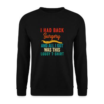 Back Post Surgery Recovery Men Women Discectomy - Unisex Sweatshirt - black - Front - Alina (178cm) & Michal (187cm)