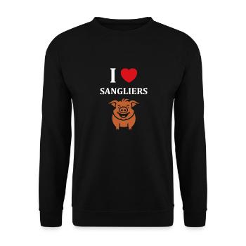 Humour petit sanglier - Sweat-shirt Unisexe - noir - Devant - Alina (178cm) & Michal (187cm)