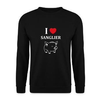 Humour petit sanglier - Sweat-shirt Unisexe - noir - Devant - Alina (178cm) & Michal (187cm)