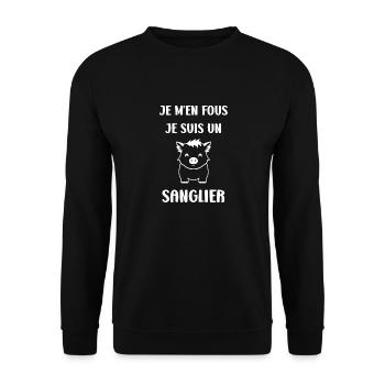 Humour petit sanglier - Sweat-shirt Unisexe - noir - Devant - Alina (178cm) & Michal (187cm)