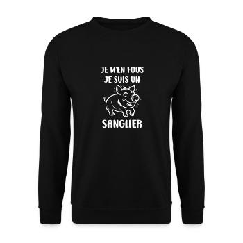 Humour petit sanglier - Sweat-shirt Unisexe - noir - Devant - Alina (178cm) & Michal (187cm)