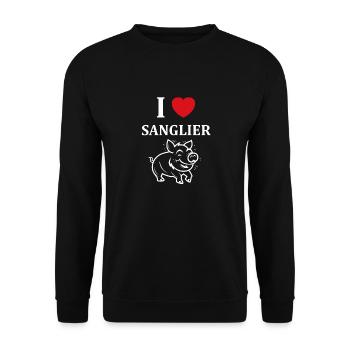Humour petit sanglier - Sweat-shirt Unisexe - noir - Devant - Alina (178cm) & Michal (187cm)