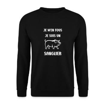 Humour petit sanglier - Sweat-shirt Unisexe - noir - Devant - Alina (178cm) & Michal (187cm)