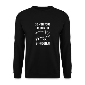Humour petit sanglier - Sweat-shirt Unisexe - noir - Devant - Alina (178cm) & Michal (187cm)