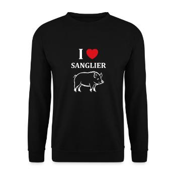Humour petit sanglier - Sweat-shirt Unisexe - noir - Devant - Alina (178cm) & Michal (187cm)