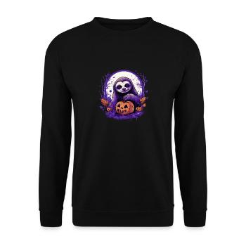 Halloween Deko Faultier Outfit Halloween Geschenk - Unisex Pullover - Schwarz - Vorne - Alina (178cm) & Michal (187cm)