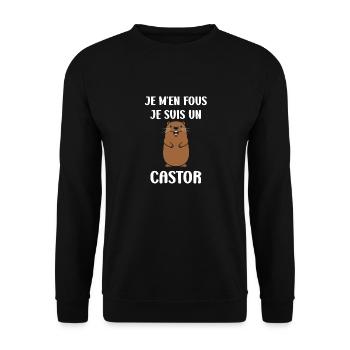 Humour petit castor - Sweat-shirt Unisexe - noir - Devant - Alina (178cm) & Michal (187cm)