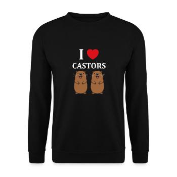 Humour petit castor - Sweat-shirt Unisexe - noir - Devant - Alina (178cm) & Michal (187cm)