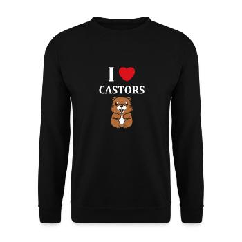 Humour petit castor - Sweat-shirt Unisexe - noir - Devant - Alina (178cm) & Michal (187cm)
