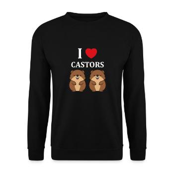 Humour petit castor - Sweat-shirt Unisexe - noir - Devant - Alina (178cm) & Michal (187cm)
