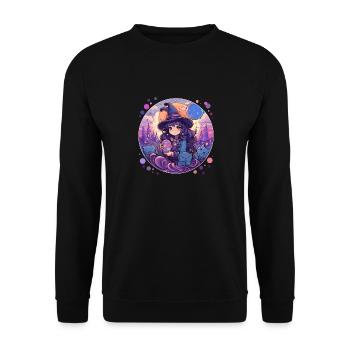 Hexen Halloween Kostüm Anime Hexe Kawaii Stuff - Unisex Pullover - Schwarz - Vorne - Alina (178cm) & Michal (187cm)