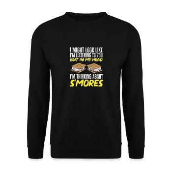 S'more Lagerfeuer Marshmallow Camping - Unisex Pullover - Schwarz - Vorne - Alina (178cm) & Michal (187cm)