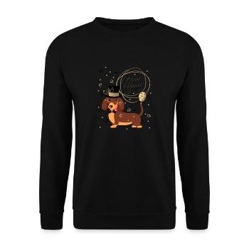 Neujahrsdackel, Dackel, Happy New Year, Silvester - Unisex Pullover - Schwarz - Vorne - Alina (178cm) & Michal (187cm)