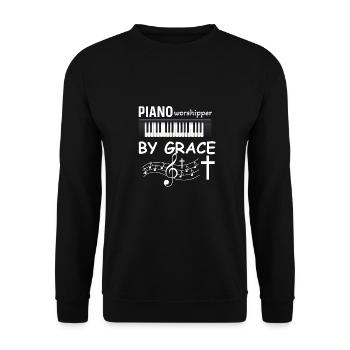 Christian Pianist Jesus Piano Player Musician - Unisex Sweatshirt - black - Front - Alina (178cm) & Michal (187cm)