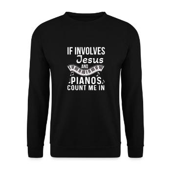 Pianiste chrétien Jésus Pianiste Musicien - Sweat-shirt Unisexe - noir - Devant - Alina (178cm) & Michal (187cm)