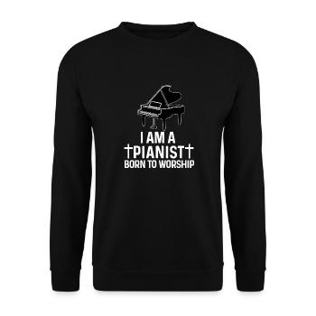 Christian Pianist Jesus Piano Player Musician - Unisex Sweatshirt - black - Front - Alina (178cm) & Michal (187cm)