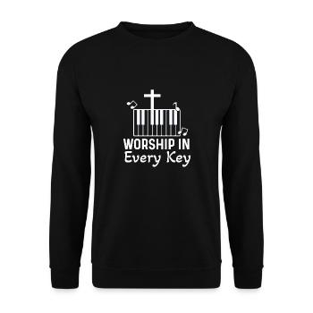 Christian Pianist Jesus Piano Player Musician - Unisex Sweatshirt - black - Front - Alina (178cm) & Michal (187cm)
