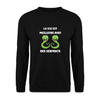 Humour petit serpent - Sweat-shirt Unisexe - noir - Devant - Alina (178cm) & Michal (187cm)