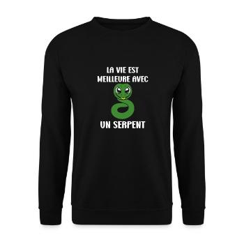 Humour petit serpent - Sweat-shirt Unisexe - noir - Devant - Alina (178cm) & Michal (187cm)