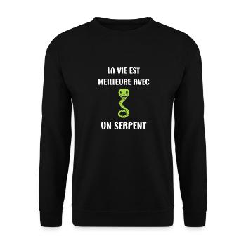 Humour petit serpent - Sweat-shirt Unisexe - noir - Devant - Alina (178cm) & Michal (187cm)