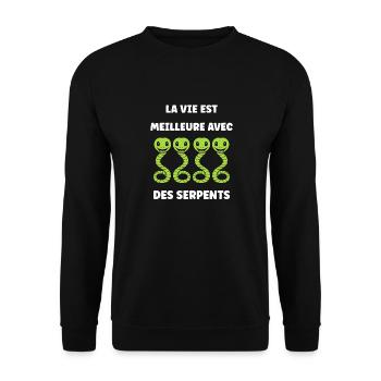 Humour petit serpent - Sweat-shirt Unisexe - noir - Devant - Alina (178cm) & Michal (187cm)