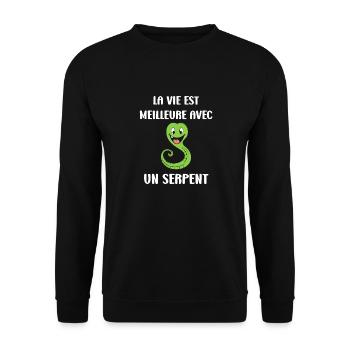 Humour petit serpent - Sweat-shirt Unisexe - noir - Devant - Alina (178cm) & Michal (187cm)