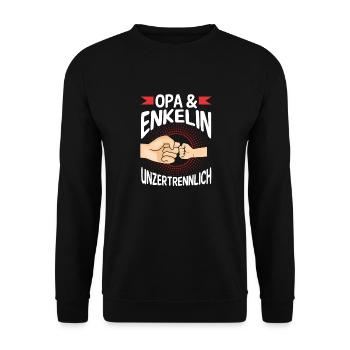 Opa Großvater Familie Enkelin Geschenk - Unisex Pullover - Schwarz - Vorne - Alina (178cm) & Michal (187cm)