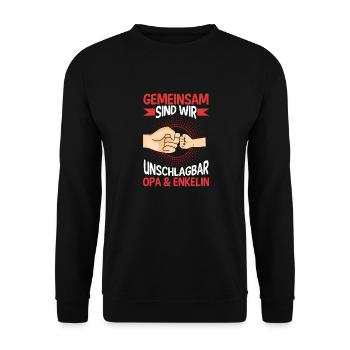 Opa Großvater Familie Enkelin Geschenk - Unisex Pullover - Schwarz - Vorne - Alina (178cm) & Michal (187cm)