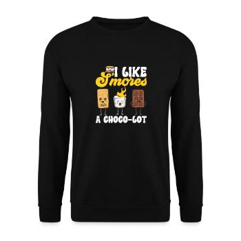 S'more Lagerfeuer Marshmallow Camping - Unisex Pullover - Schwarz - Vorne - Alina (178cm) & Michal (187cm)