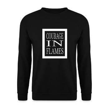 daring deeds fire safety determination - Unisex Pullover - Schwarz - Vorne - Alina (178cm) & Michal (187cm)