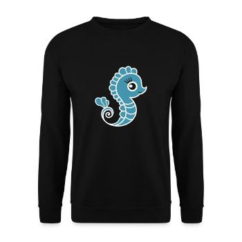 Humor Kleines Seepferdchen - Unisex Pullover - Schwarz - Vorne - Alina (178cm) & Michal (187cm)