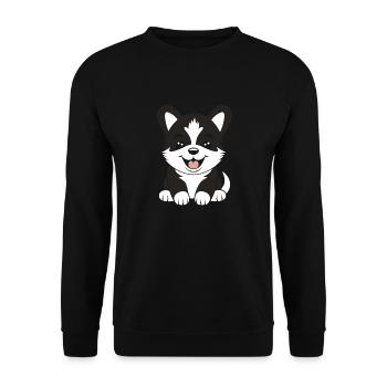 Humor kleiner Husky - Unisex Pullover - Schwarz - Vorne - Alina (178cm) & Michal (187cm)