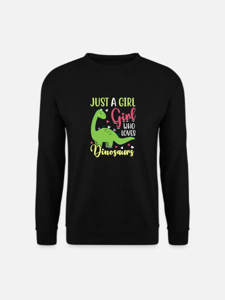 einfach ein Mädchen, das Dinosaurier liebt - Unisex Pullover - Schwarz