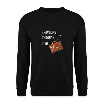 Valise du voyageur du temps - Vintage Travel Design - Sweat-shirt Unisexe - noir - Devant - Alina (178cm) & Michal (187cm)