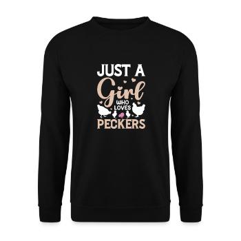 just a girl who loves peckers - Unisex Sweatshirt - black - Front - Alina (178cm) & Michal (187cm)