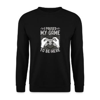 Gamer's Dilemma: Pausiertes Spiel Sollte Hier Sein - Unisex Pullover - Schwarz - Vorne - Alina (178cm) & Michal (187cm)