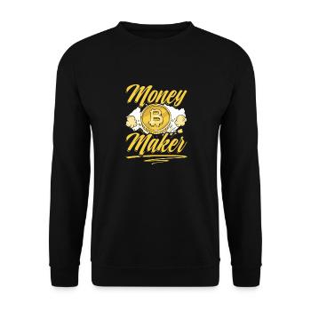 Crypto Chic: Money Maker Bitcoin - Unisex Sweatshirt - black - Front - Alina (178cm) & Michal (187cm)
