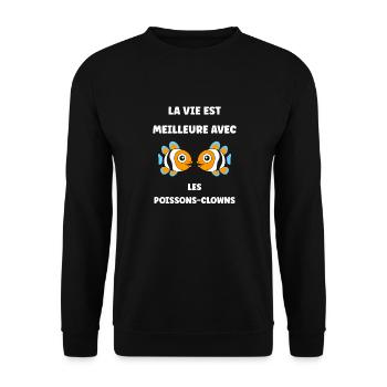 Humour petit poisson clown - Sweat-shirt Unisexe - noir - Devant - Alina (178cm) & Michal (187cm)