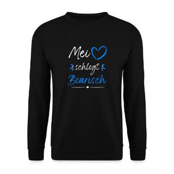 Mei Herz schlogt BOARISCH! Dialekt Bayern Style - Unisex Pullover - Schwarz - Vorne - Alina (178cm) & Michal (187cm)