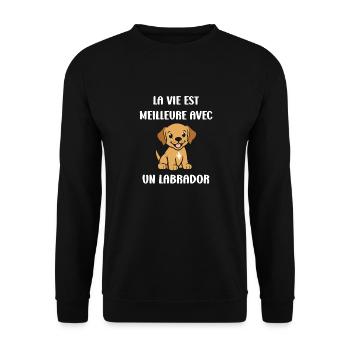 Petit chien humour labrador - Sweat-shirt Unisexe - noir - Devant - Alina (178cm) & Michal (187cm)