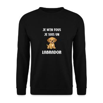 Petit chien humour labrador - Sweat-shirt Unisexe - noir - Devant - Alina (178cm) & Michal (187cm)