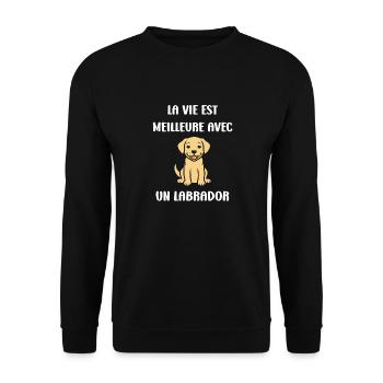 Petit chien humour labrador - Sweat-shirt Unisexe - noir - Devant - Alina (178cm) & Michal (187cm)