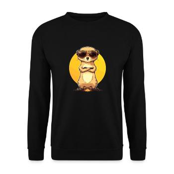 Erdmännchen Mit Sonnenbrille Meerkat - Unisex Pullover - Schwarz - Vorne - Alina (178cm) & Michal (187cm)