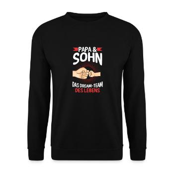 Papa Sohn Vater Familie Geschenk - Unisex Pullover - Schwarz - Vorne - Alina (178cm) & Michal (187cm)