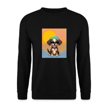 Lustiger Hund - Unisex Pullover - Schwarz - Vorne - Alina (178cm) & Michal (187cm)