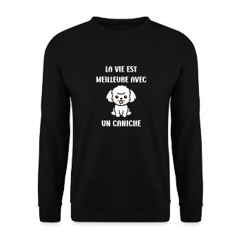Humour chien petit caniche - Sweat-shirt Unisexe - noir - Devant - Alina (178cm) & Michal (187cm)
